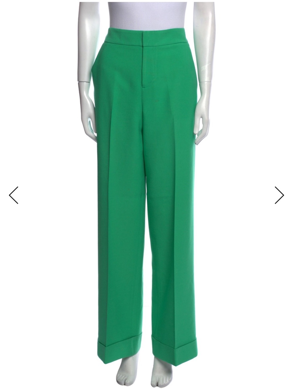 Alice + Olivia Emerald Green High-Waist Wide-Leg Trousers USA 4